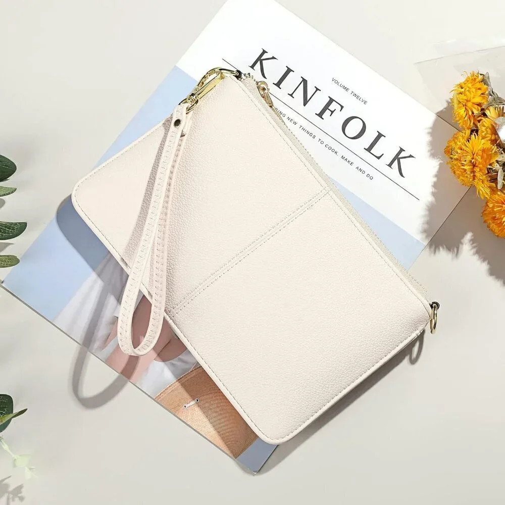 Leather Wristlet Clutch Small Women Crossbody Bag RFID Card Slots